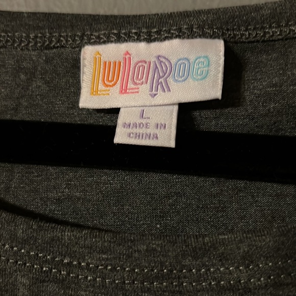 NWT Lularoe Julia dress Sz L in grey with deep red printed sleeves. - Picture 3 of 6